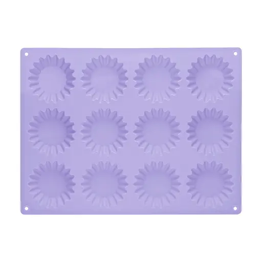 Форма силіконова на планшеті для випікання кексів та мафінів на 12 комірок 28x21.5 см, Kitchen Master Бузковий 86877 - фото 2