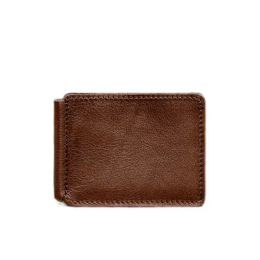 Кожаное портмоне 13.0 зажим светло-коричневый краст - фото 11