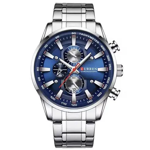 Чоловічий наручний класичний годинник Curren Pacific (Сріблястий)