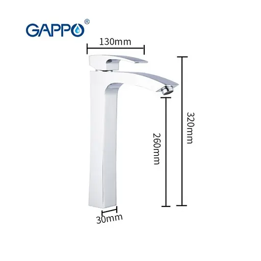 G1007-18 Змішувач для умивальника високий гайка білий/хром Ø35 Gappo Jacob 1/8 Білий - фото 4