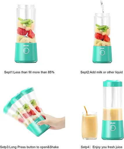 Портативний USB-перезарядний блендер Mulli Mini для смузі та молочних коктейлів, міні-блендер з шістьма лезами - фото 2