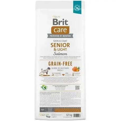 Сухой корм Brit Care Dog Grain-free Senior & Light для стареющих беззерновых собак с лососем 12 кг - фото 5