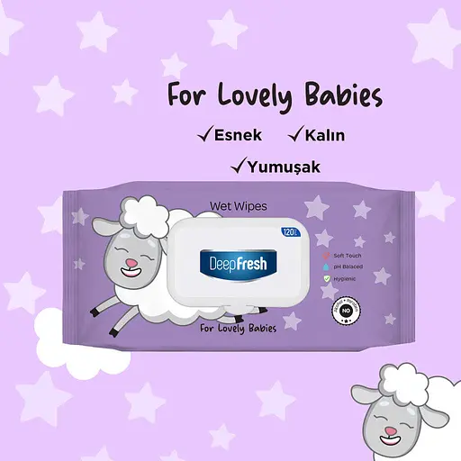 Салфетки влажные для детей Deep Fresh Lovely Babies Little Lamb с клапаном 120 шт. - фото 2