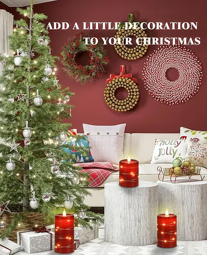 Безполум'яні свічки Fairy String Lights кут огляду 360° із зірковими гірляндами 3 шт. - фото 5