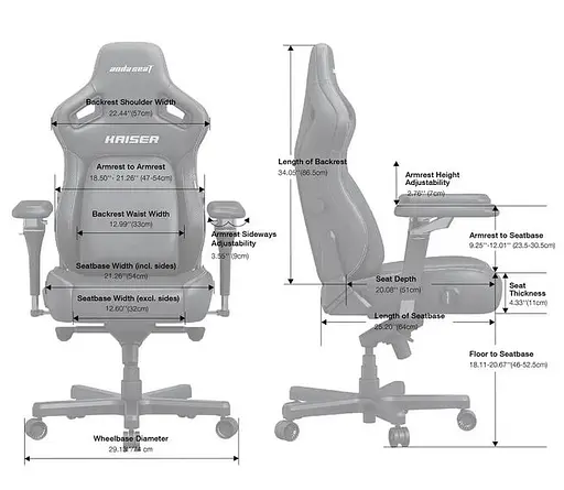Крісло ігрове Anda Seat Kaiser 4 V2 Size XL Dark Gray Fabric (AD12YDDC-XLL-20-GB-CF-03) - фото 8