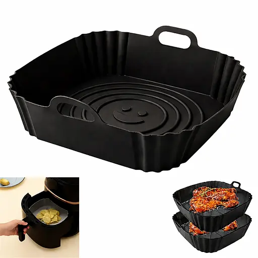 Квадратная силиконовая форма для аэрогриля, духовки и мультипечи 21.5х21.5 см Черный 88173 - фото 1