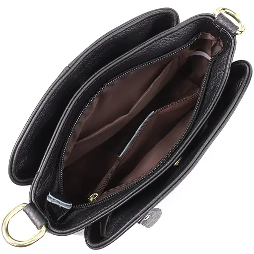 Классическая кожаная сумка для женщин Vintage с тремя отделениями 22.5х16.5х11.5 см sum0027625 - фото 7