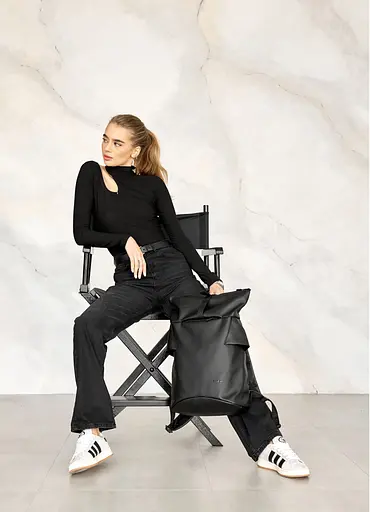 Женский рюкзак ролл Sambag RollTop KZN черный 39 х 28.5 х 15 см (24300001) - фото 4