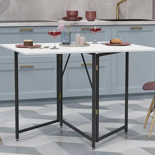 Стол трансформер книга Вуди Ferrum-decor 75x130x90 Черный металл ДСП Белый 16 мм (FRD-106749)