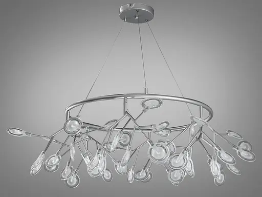 Сучасна якісна люстра офісна "Світлячок", 54 плафони, хром сатин - фото 3