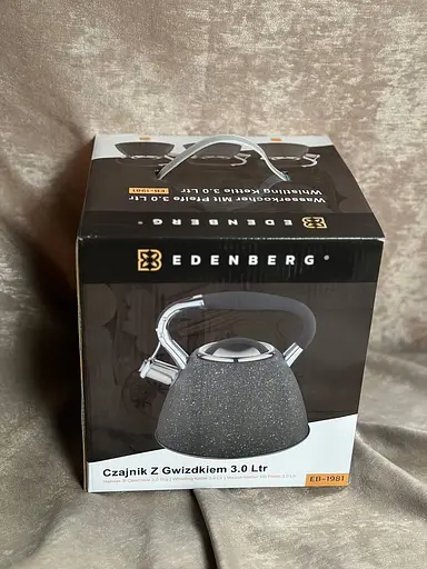 Металевий чайник із мармуровим покриттям Edenberg EB-1981 зі свистком 3л Чорний - фото 6