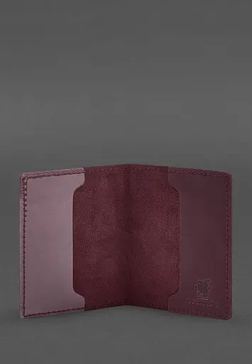 Кожаная обложка для удостоверения офицера 9.2 бордовая Crazy Horse - фото 3