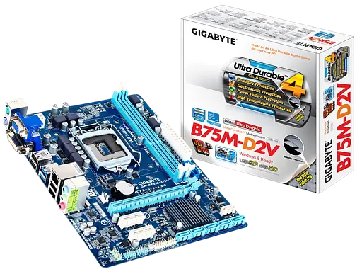 Материнская плата Gigabyte GA-B75M-D2V LGA 1155 (GA-B75M-D2V) Б/У - фото 1