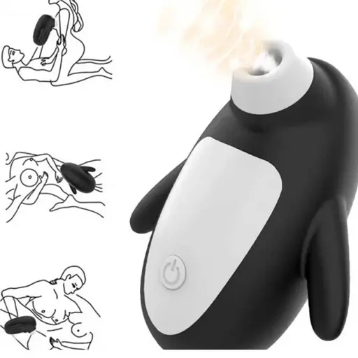 Вакуумный стимулятор клитора и сосков I’MCUM Magic Penguin Черный (IM-KXY272) - фото 5