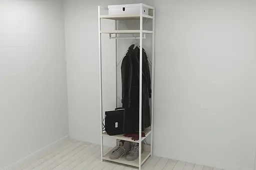 Шкаф Гардероб Уни секция 2 серии Конект Ferrum-decor 220x60x50см Белый металл ДСП Дуб Сонома 32 мм (FRD-104545)