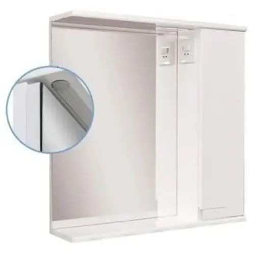 Дзеркало ПіК Сімпл з шафкою і LED підсвічуванням 50 см праве 30412 - фото 2