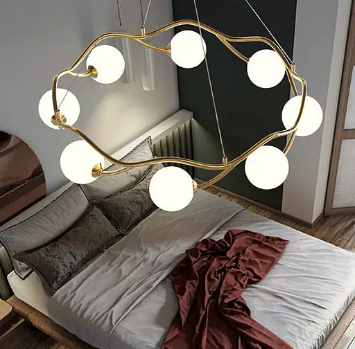 Люстра-кільце з мінімалістичними плафонами | Арт. K 07/8 AB | Line F - фото 6