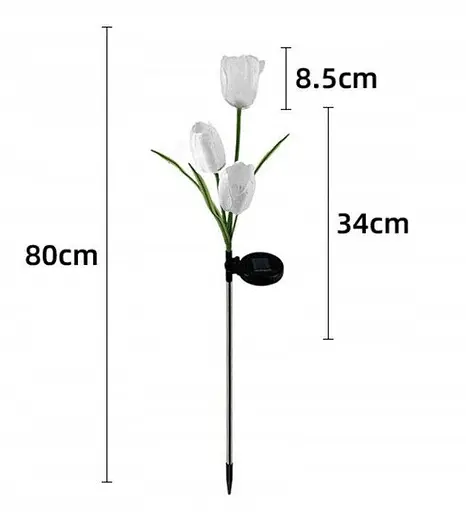 Світильники садові White Tulip flower на сонячній батареї квіти тюльпани 2 шт - фото 2