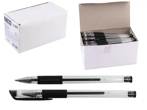 Ручка гелевая JOBMAX, 0.7 мм, черная, 50 шт., BM.8349-02