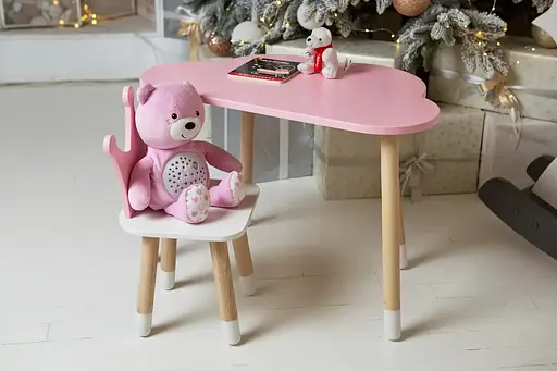 Детский комплект столик Облачко (Розовый) и стульчик Корона (Розовый с белым) - фото 8