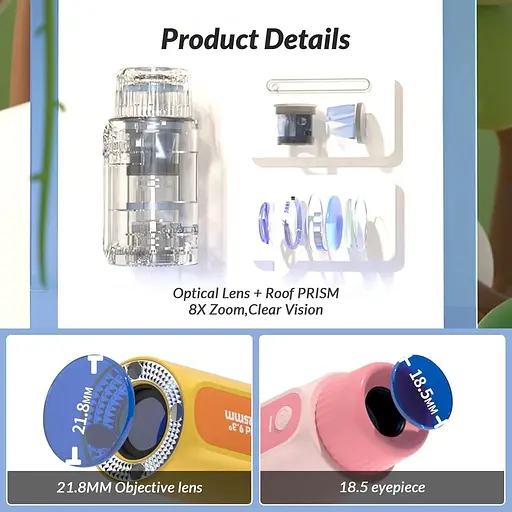 Справжній міні-дитячий монокулярний телескоп Bestrip 2 в 1 зі світлодіодними ліхтариками, що перезаряджаються, 8-кратний зум - фото 5