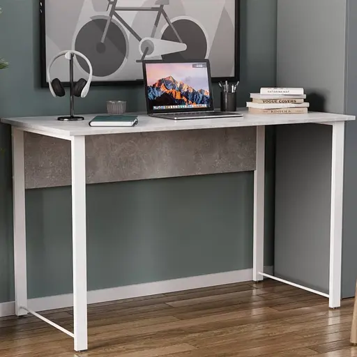 Стол письменный Курт Ferrum-decor 75x120x60 Белый металл ДСП Бетон 32 мм (FRD-106625)