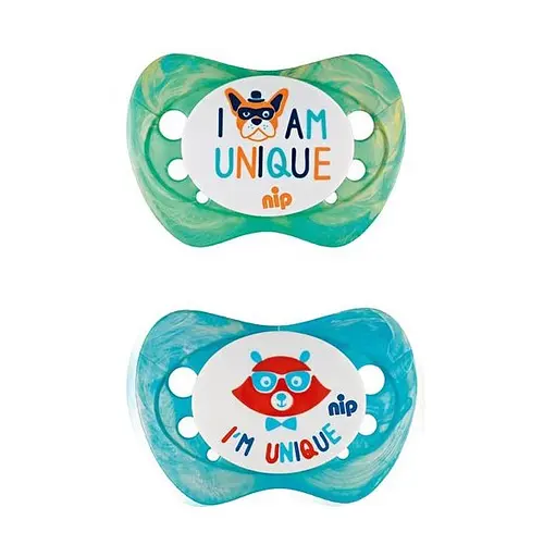 Уцінка. Пустушка Nip Я унікум № 2, силіконова, 5-18 міс., 2 шт., зелений з блакитним (31313) - фото 1