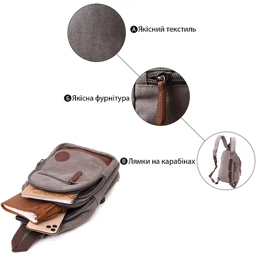 Мужская текстильная сумка через плечо с уплотненной спинкой Vintage 19,5х29х8 см sum0028973 - фото 4