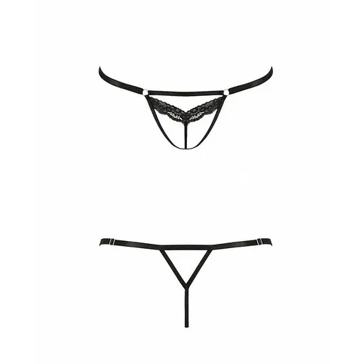 Відверті трусики-стрепи з мереживом Passion Exclusive SOLON THONG XXL/XXXL black - фото 5