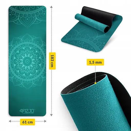 Коврик (мат) спортивный 4FIZJO замша 183 x 61 x 0.15 см для йоги и фитнеса Green (P-5905973404396) - фото 7