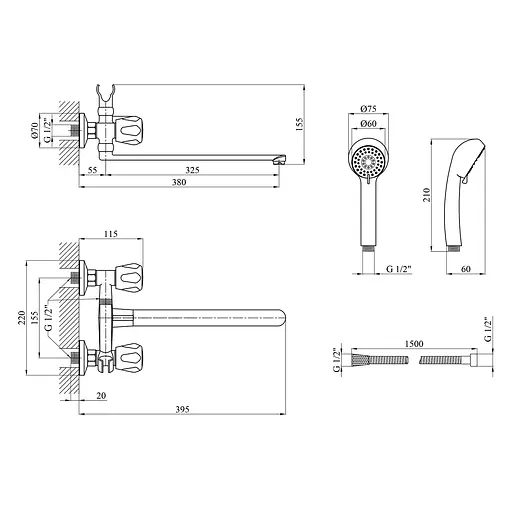 Смеситель для ванны Kroner KRM Hamburg - C070 (CV012067) - фото 7
