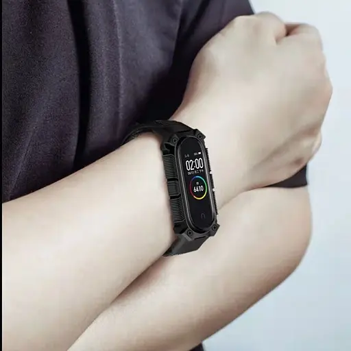 Ремешок Amazfeel для фитнес-браслета Mi Band 3, 4, 5, 6, 7 Armor design нейлоновый серый - фото 3