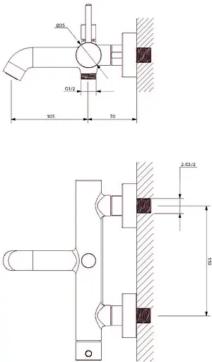 Смеситель для ванны Omnires Y chrome (Y1230CR) - фото 2