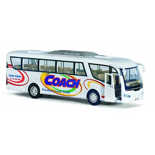 Металевий інерційний автобус Coach 7", відкриваються двері (В асортименті)