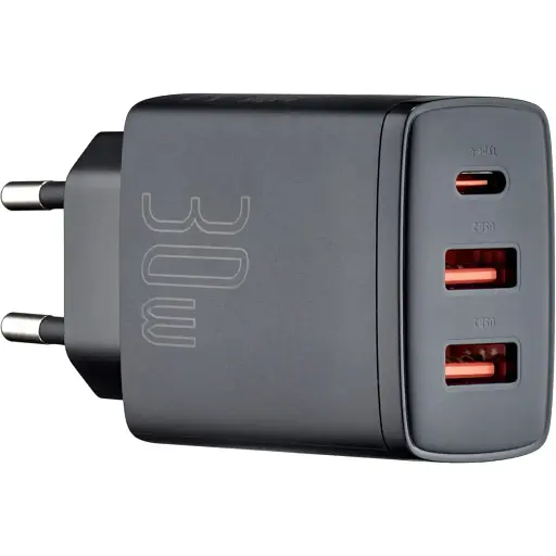 Мережевий зарядний пристрій Baseus Compact Quick Charger 2U + C 30W EU Чорний - фото 1