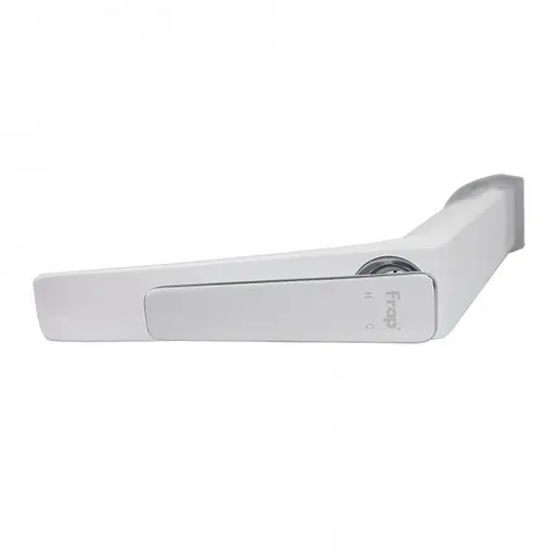 F1058-2(H58) Змішувач для умивальника високий литий гусак латунний корпус гайка Ø25 білий/хром Frap 1/10 Білий - фото 4