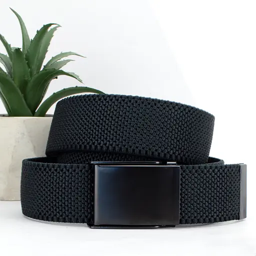 Ремінь-гумка чоловічий на затиску PS-40023 (115 см) чорний плетений - фото 1