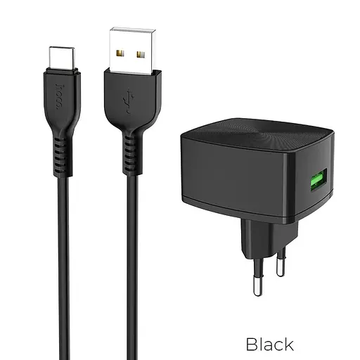 Адаптер сетевой Hoco Cutting-edge C70A 1USB QC3.0 3A+ кабель Type-C - фото 1