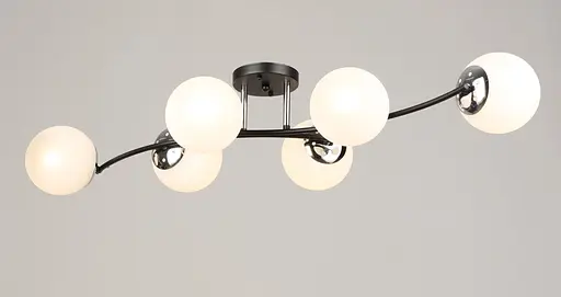 Люстра стельова на 6 плафонів VALESO K2318/6 чорний+хром E27