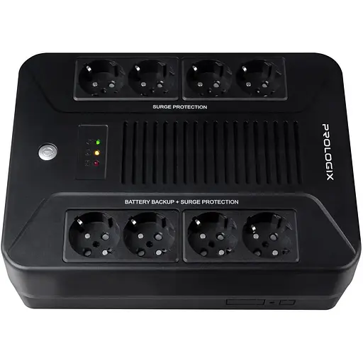 Джерело безперебійного живлення Prologix 850 Schuko чорний 800 ВА 480 Вт лінійно-інтерактивний AVR 8 розеток - фото 1