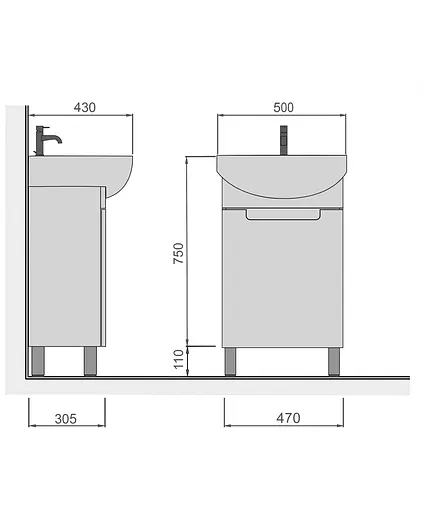 Тумба Мойдодир Tetris White 50 з умивальником Runa 50 Білий - фото 2