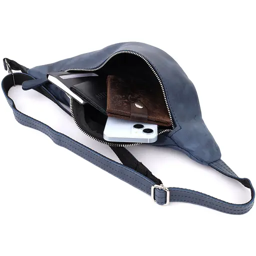 Чоловіча бананка відмінної якості з натуральної шкіри вінтажної SHVIGEL 34х14х7 см sum0027445 - фото 9