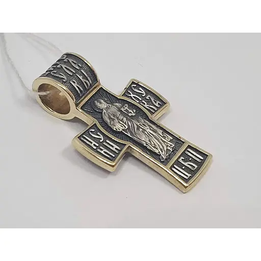 Серебряный крест Харьковская ювелирная фабрика Распятие Христа и Николай Чудотворец. 3533-ЗЧФ - фото 2