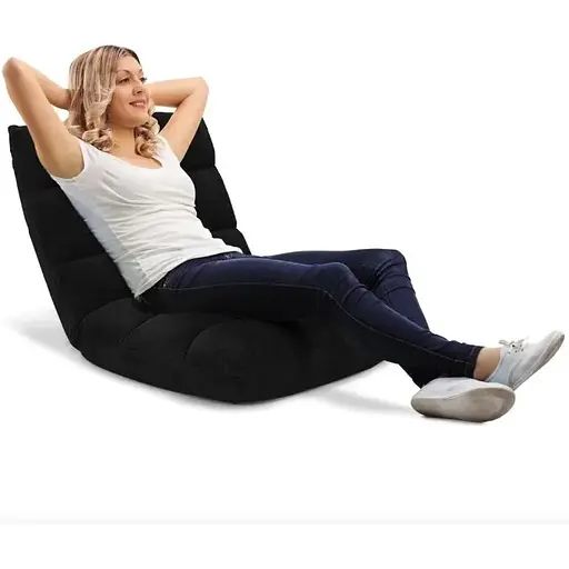 Кресло Costway Tiktok напольное с регулируемой спинкой черный - фото 6