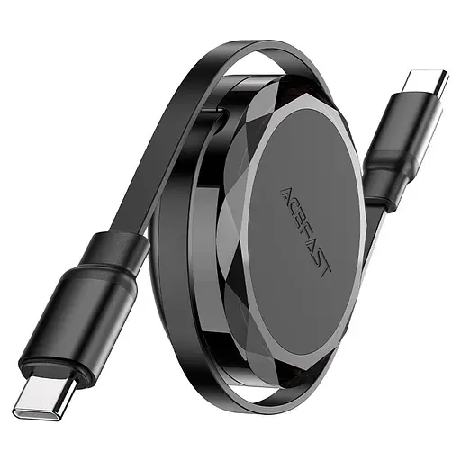 Кабель ACEFAST C13-03 USB-C to USB-C dual retraction charging data cable Black - фото 1