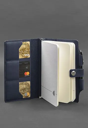 Шкіряний блокнот (Софт-бук) 4.0 темно-синій Краст - фото 4