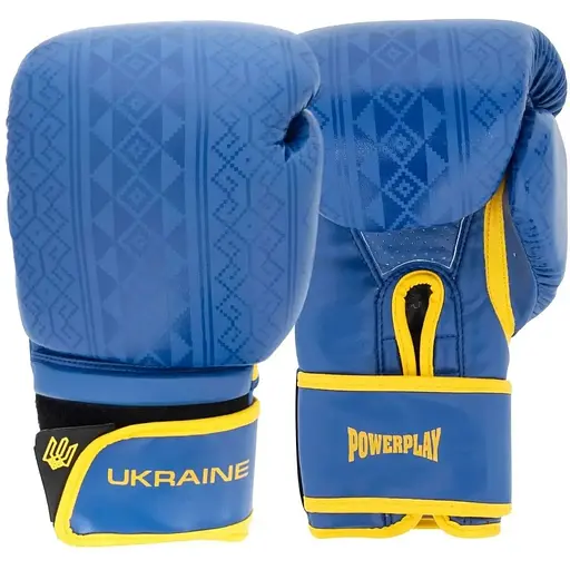 Рукавиці боксерські Power Play PP 3021 Ukraine, Blue/Yellow - 10 унцій