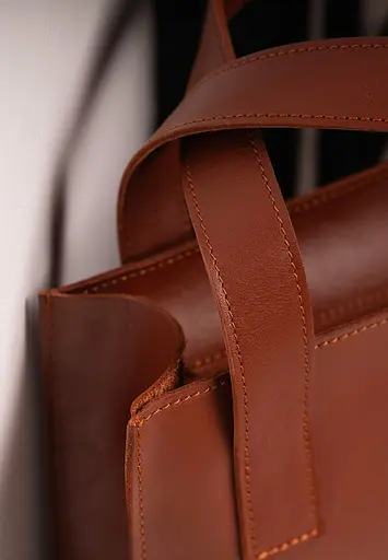 Шкіряна жіноча сумка шоппер Бетсі з кишенею світло-коричнева Краст - фото 3