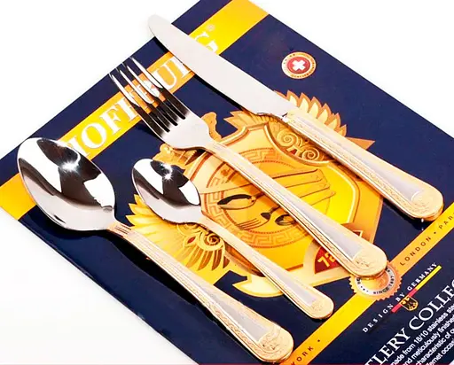 Набор столовых приборов Hoffburg HB-72883GS на 12 персон в подарочном кейсе 72 предмета Золотой - фото 6