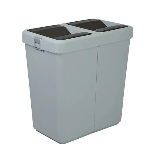 Мусорное ведро Motek двойное 14 л + 14 л с поворотной крышкой Серый (COB-428)  - фото 3